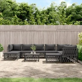 Gartenmöbel-Set 10-teilig und anthrazitgraue Stahlkissen von vidaXL, Gartensets - Ref: Foro24-3186931, Preis: 839,82 €, Rabat...