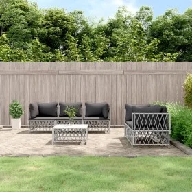 6-teiliges Gartenmöbel-Set und weiße Stahlkissen von vidaXL, Gartensets - Ref: Foro24-3186826, Preis: 359,54 €, Rabatt: %