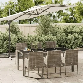 Garden dining set 7 pieces and gray synthetic rattan cushions by vidaXL, Garden sets - Ref: Foro24-3185009, Price: 463,03 €, ...