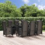 Set de comedor de jardín 9 pzas y cojines ratán sintético negro