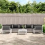 Juego de muebles de jardín 8 piezas con cojines acero blanco de vidaXL, Conjuntos de jardín - Ref: Foro24-3186924, Precio: 52...