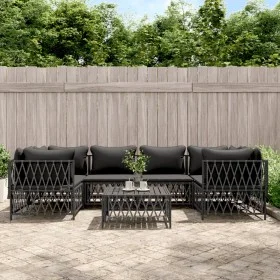 Garden furniture set 7 pieces and anthracite gray steel cushions by vidaXL, Garden sets - Ref: Foro24-3186921, Price: 586,26 ...