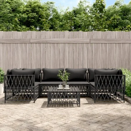 Garden furniture set 7 pieces and anthracite gray steel cushions by vidaXL, Garden sets - Ref: Foro24-3186921, Price: 586,26 ...