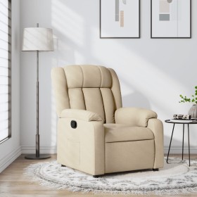 Sillón reclinable de tela color crema