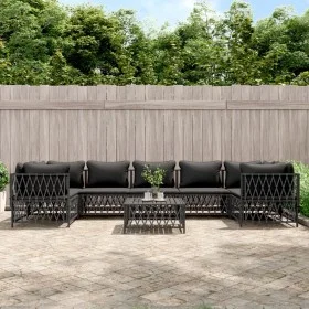 Gartenmöbel-Set 8-teilig und anthrazitgraue Stahlkissen von vidaXL, Gartensets - Ref: Foro24-3186925, Preis: 676,90 €, Rabatt: %