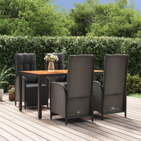 5-teiliges Gartenmöbel-Set mit schwarzen synthetischen Rattankissen von vidaXL, Gartensets - Ref: Foro24-3185076, Preis: 631,...