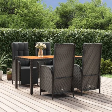 5-teiliges Gartenmöbel-Set mit schwarzen synthetischen Rattankissen von vidaXL, Gartensets - Ref: Foro24-3185076, Preis: 743,...