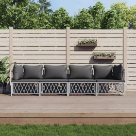 4-teiliges Gartenmöbel-Set und weiße Stahlkissen von vidaXL, Gartensets - Ref: Foro24-3186820, Preis: 271,90 €, Rabatt: %