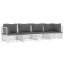 Juego de muebles de jardín 4 piezas y cojines acero blanco de vidaXL, Conjuntos de jardín - Ref: Foro24-3186820, Precio: 271,...