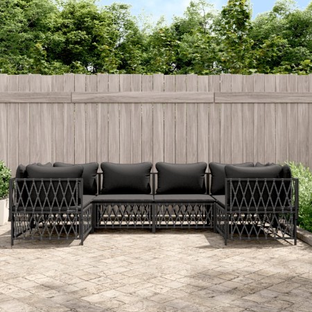 6-teiliges Gartenmöbel-Set mit anthrazitfarbenen Stahlkissen von vidaXL, Gartensets - Ref: Foro24-3186919, Preis: 547,37 €, R...