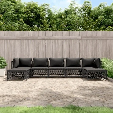 7-teiliges Gartenmöbel-Set mit anthrazitfarbenen Stahlkissen von vidaXL, Gartensets - Ref: Foro24-3186905, Preis: 558,38 €, R...