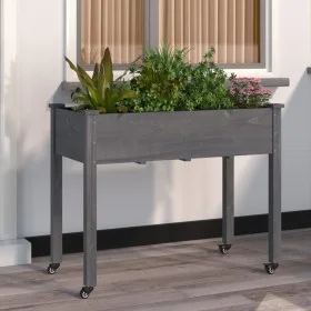 Planter with wheels and gray fir wood lining 118x59x80 cm by vidaXL, Pots and planters - Ref: Foro24-3157828, Price: 89,73 €,...