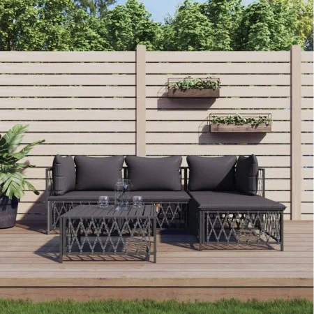 Gartenmöbel-Set 5-teilig und anthrazitgraue Stahlkissen von vidaXL, Gartensets - Ref: Foro24-3186863, Preis: 375,02 €, Rabatt: %