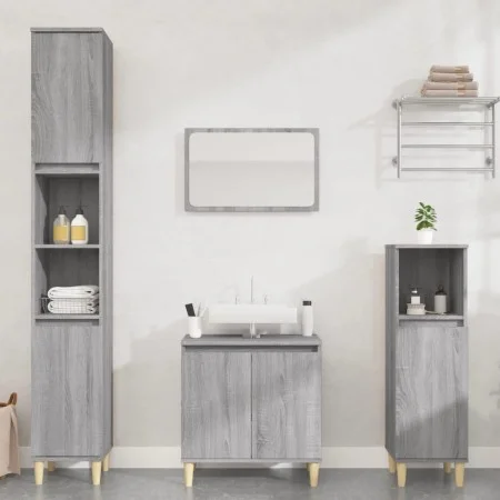 Set de muebles de baño 3 pzas madera contrachapada gris sonoma de vidaXL, Muebles de baño - Ref: Foro24-3185587, Precio: 169,...
