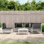 6-teiliges Gartenmöbel-Set mit Kissen aus weißem Stahl von vidaXL, Gartensets - Ref: Foro24-3186886, Preis: 380,57 €, Rabatt: %