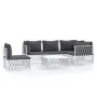6-teiliges Gartenmöbel-Set mit Kissen aus weißem Stahl von vidaXL, Gartensets - Ref: Foro24-3186886, Preis: 370,83 €, Rabatt: %