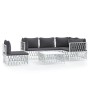 6-teiliges Gartenmöbel-Set mit Kissen aus weißem Stahl von vidaXL, Gartensets - Ref: Foro24-3186886, Preis: 380,57 €, Rabatt: %