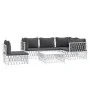 6-teiliges Gartenmöbel-Set mit Kissen aus weißem Stahl von vidaXL, Gartensets - Ref: Foro24-3186886, Preis: 370,83 €, Rabatt: %