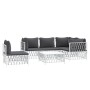 6-teiliges Gartenmöbel-Set mit Kissen aus weißem Stahl von vidaXL, Gartensets - Ref: Foro24-3186886, Preis: 380,57 €, Rabatt: %