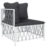 6-teiliges Gartenmöbel-Set mit Kissen aus weißem Stahl von vidaXL, Gartensets - Ref: Foro24-3186886, Preis: 370,83 €, Rabatt: %