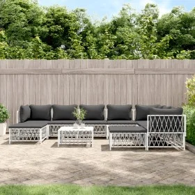 10-piece garden furniture set with cushions white steel by vidaXL, Garden sets - Ref: Foro24-3186930, Price: 633,88 €, Discou...