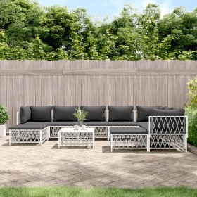 10-teiliges Gartenmöbel-Set mit Kissen aus weißem Stahl von vidaXL, Gartensets - Ref: Foro24-3186930, Preis: 642,55 €, Rabatt: %