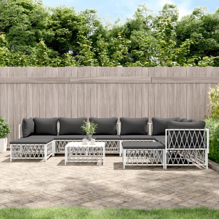 10-piece garden furniture set with cushions white steel by vidaXL, Garden sets - Ref: Foro24-3186930, Price: 642,55 €, Discou...