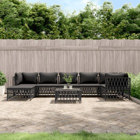 8-teiliges Gartenmöbel-Set mit anthrazitfarbenen Stahlkissen von vidaXL, Gartensets - Ref: Foro24-3186899, Preis: 659,97 €, R...