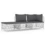 3-teiliges Gartenmöbel-Set mit Kissen aus weißem Stahl von vidaXL, Gartensets - Ref: Foro24-3186846, Preis: 174,82 €, Rabatt: %