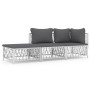3-teiliges Gartenmöbel-Set mit Kissen aus weißem Stahl von vidaXL, Gartensets - Ref: Foro24-3186846, Preis: 186,99 €, Rabatt: %
