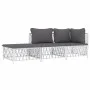 3-teiliges Gartenmöbel-Set mit Kissen aus weißem Stahl von vidaXL, Gartensets - Ref: Foro24-3186846, Preis: 174,82 €, Rabatt: %