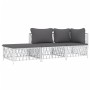 3-teiliges Gartenmöbel-Set mit Kissen aus weißem Stahl von vidaXL, Gartensets - Ref: Foro24-3186846, Preis: 186,99 €, Rabatt: %