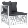 3-teiliges Gartenmöbel-Set mit Kissen aus weißem Stahl von vidaXL, Gartensets - Ref: Foro24-3186846, Preis: 174,82 €, Rabatt: %