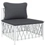 3-teiliges Gartenmöbel-Set mit Kissen aus weißem Stahl von vidaXL, Gartensets - Ref: Foro24-3186846, Preis: 174,82 €, Rabatt: %