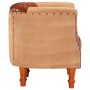 Sillón de cuero auténtico y madera maciza de mango marrón