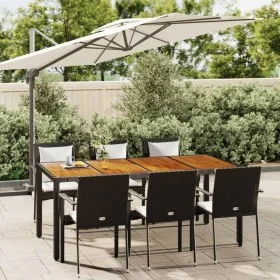 7-piece garden dining set and black synthetic rattan cushions by vidaXL, Garden sets - Ref: Foro24-3184991, Price: 535,92 €, ...