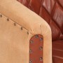 Sillón de cuero auténtico y madera maciza de mango marrón
