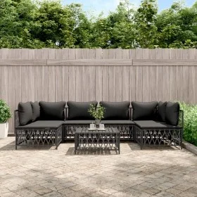 7-teiliges Gartenmöbel-Set mit anthrazitfarbenen Stahlkissen von vidaXL, Gartensets - Ref: Foro24-3186911, Preis: 592,36 €, R...