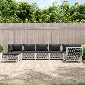 7-piece garden furniture set with cushions white steel by vidaXL, Garden sets - Ref: Foro24-3186896, Price: 444,31 €, Discoun...