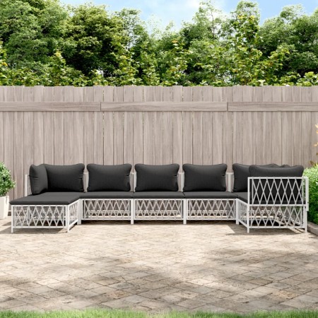 7-teiliges Gartenmöbel-Set mit Kissen aus weißem Stahl von vidaXL, Gartensets - Ref: Foro24-3186896, Preis: 450,65 €, Rabatt: %