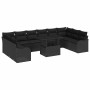 Conjunto de sofá de jardín con cojín 11 pcs Negro Poliratán