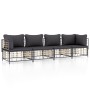 Gartenmöbel-Set 4-teilig und anthrazitfarbene PE-Rattan-Kissen von vidaXL, Outdoor-Sofas - Ref: Foro24-3186699, Preis: 330,39...