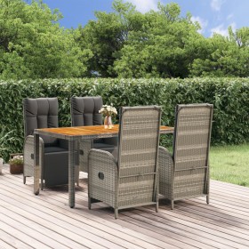 5-teiliges Garten-Essset mit grauen Kissen aus synthetischem Rattan von vidaXL, Gartensets - Ref: Foro24-3185046, Preis: 660,...