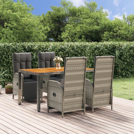 5-teiliges Garten-Essset mit grauen Kissen aus synthetischem Rattan von vidaXL, Gartensets - Ref: Foro24-3185046, Preis: 660,...