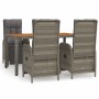 5-teiliges Garten-Essset mit grauen Kissen aus synthetischem Rattan von vidaXL, Gartensets - Ref: Foro24-3185046, Preis: 660,...