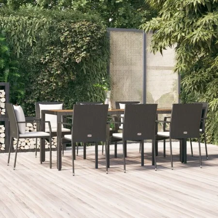 9-piece garden dining set and black synthetic rattan cushions by vidaXL, Garden sets - Ref: Foro24-3157968, Price: 773,64 €, ...