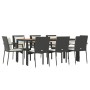 9-teiliges Garten-Essset und schwarze Kissen aus synthetischem Rattan von vidaXL, Gartensets - Ref: Foro24-3157968, Preis: 66...