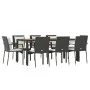 Set de comedor de jardín 9 pzas y cojines ratán sintético negro de vidaXL, Conjuntos de jardín - Ref: Foro24-3157968, Precio:...