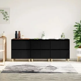 Sideboards 3 Stück schwarzes Sperrholz 60x35x70 cm von vidaXL, Sideboards - Ref: Foro24-3185768, Preis: 225,29 €, Rabatt: %