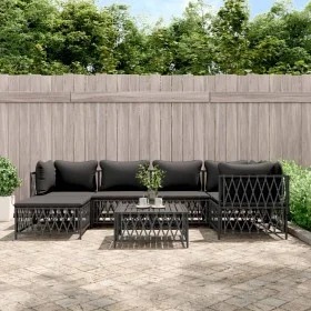 7-teiliges Gartenmöbel-Set mit anthrazitfarbenen Stahlkissen von vidaXL, Gartensets - Ref: Foro24-3186895, Preis: 559,37 €, R...